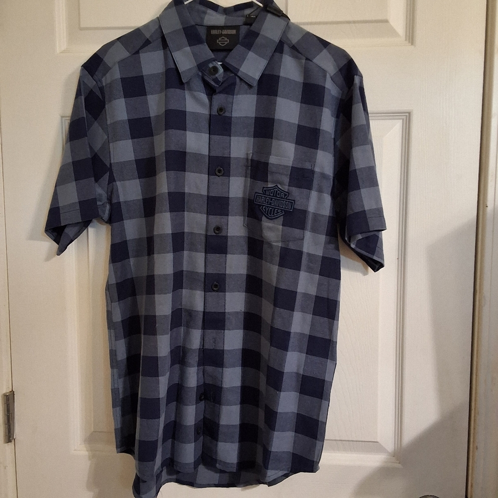 NWT HARLEY DAVIDSON SHIRT SLEEVE WOVEN PLAID LONG